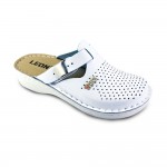 Saboti medicali, de dama, din piele, Leon V260, alb