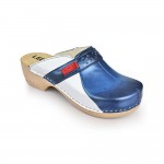 Saboti ortopedici dama Leon PU154, albastru/alb