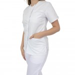 Bluza asimetrica cu capse, Lotus 2, alb