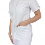 Bluza asimetrica cu capse, Lotus 2, alb