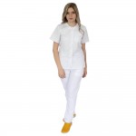 Bluza asimetrica cu capse, Lotus 2, alb