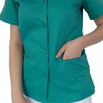 Bluza asimetrica cu capse, Lotus 2, verde chirurgical