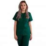 Bluza asimetrica cu capse, Lotus 2, verde hunter
