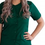 Bluza asimetrica cu capse, Lotus 2, verde hunter