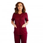 Bluza asimetrica cu capse, Lotus 2, visiniu