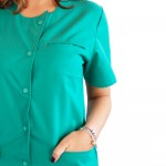 Bluza asimetrica cu capse, Lotus 2, verde chirurgical
