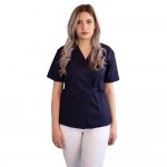 Bluza kimono cu maneca scurta, Lotus 2, bleumarin