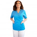 Bluza kimono cu maneca scurta, Lotus 2, albastru deschis