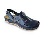 Saboti medicali, de barbati, din piele, Leon 701M, albastru inchis