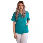 Bluza kimono cu maneca scurta, Lotus 2, turcoaz