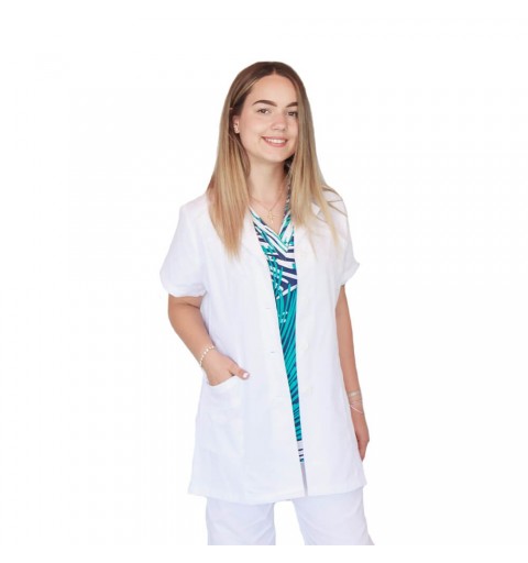 Bluza alba cu rever si maneca scurta, pentru femei - B17
