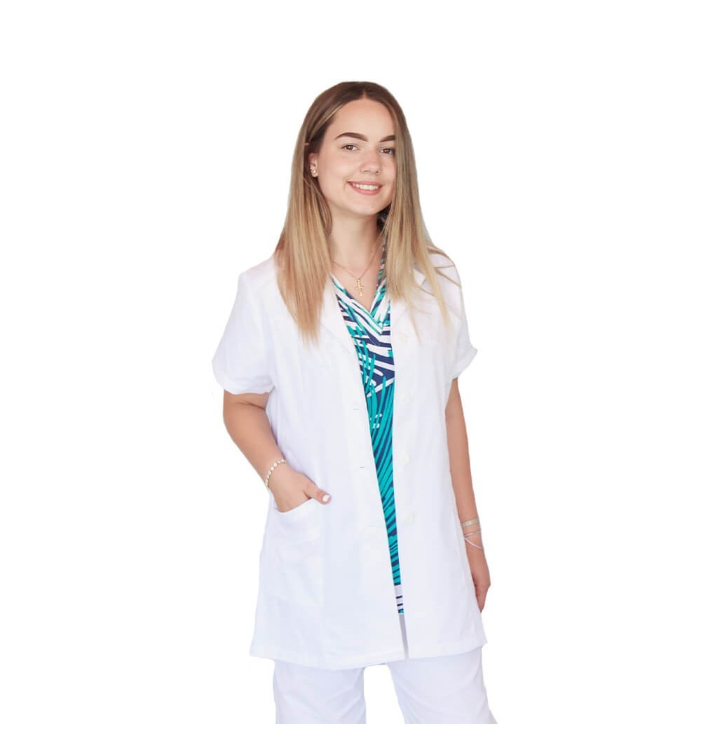 Bluza alba cu rever si maneca scurta, pentru femei - B17