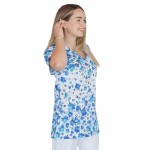 Bluza medicala imprimata, bumbac si elastan, Spring