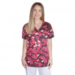 Bluza medicala imprimata, bumbac si elastan, Winning Hearts