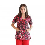 Bluza medicala imprimata Lotus 1, Winning Hearts