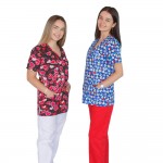 Bluza medicala imprimata Lotus 1, Winning Hearts