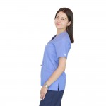 Bluza in V cu fermoar si maneca scurta, Lotus 2, albastru ciel