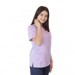 Bluza in V cu fermoar si maneca scurta, Lotus 2, lila