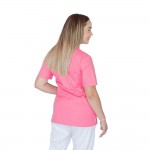 Bluza in V cu fermoar si maneca scurta, Lotus 2, roz prafuit