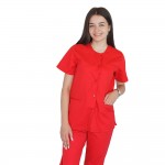 Bluza asimetrica cu capse, Lotus 2, rosu