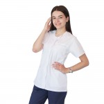 Bluza asimetrica cu capse, Lotus 2, alb