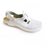 Saboti medicali, de barbati, din piele, Leon 701M, alb