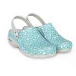 Saboti medicali din piele naturala, lavabili, cu bareta, Nursingcare Wash'Go Paris, Sweet Aqua