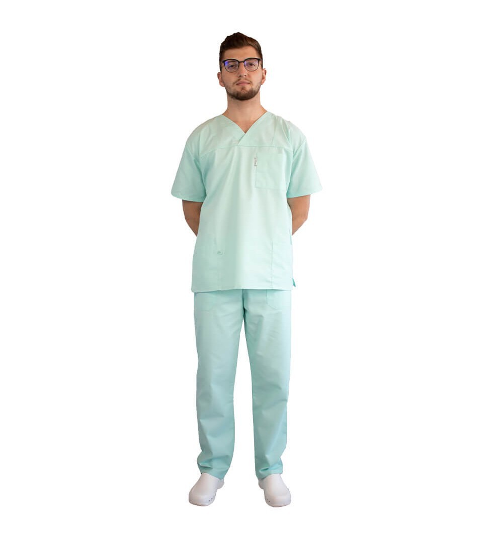 Costum medical unisex, Lotus 2, Basic 1, culoare verde menta, marimi extra large