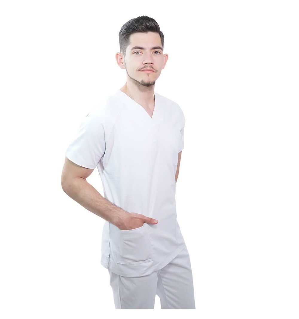 Costum medical Lotus 1, Basic 1, culoare alb, marimi extra large