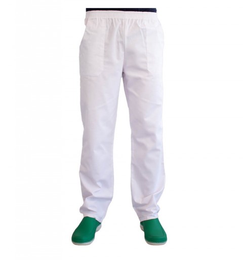 Pantalon unisex Lotus 2, cu elastic in talie, culoare alb, marimi extra large