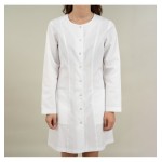 Halat medical alb 3/4 cu guler rotund - Ema