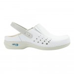 Saboti medicali din piele naturala, lavabili, cu bareta Nursingcare Wash'Go Berlin, alb