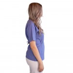 Bluza kimono cu maneca scurta, Lotus 2, albastru ciel