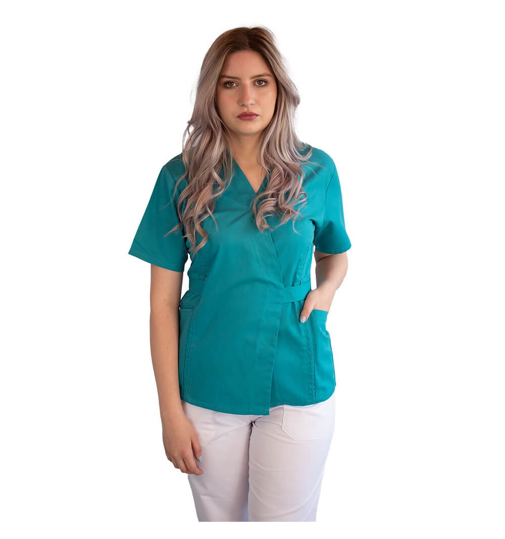 Bluza kimono cu maneca scurta, Lotus 1, turcoaz