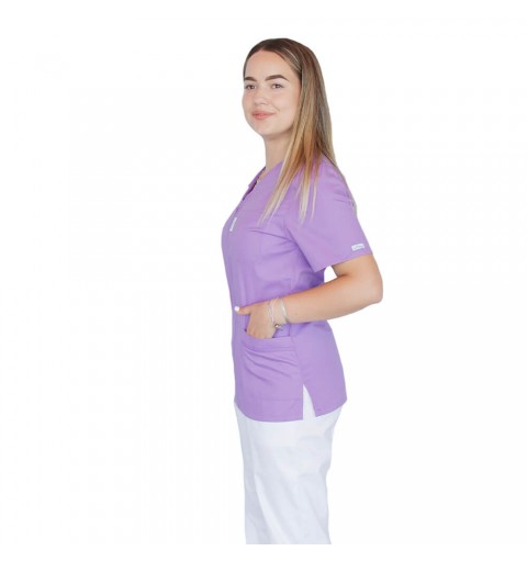 Bluza in V cu fermoar si maneca scurta, Lotus 3, BBC, mov