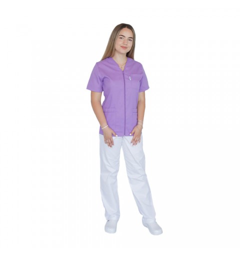 Bluza in V cu fermoar si maneca scurta, Lotus 3, BBC, mov