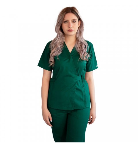 Bluza kimono cu maneca scurta, Lotus 3, BBC, stretch, verde hunter