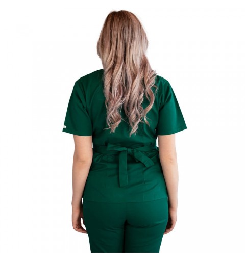 Bluza kimono cu maneca scurta, Lotus 3, BBC, stretch, verde hunter