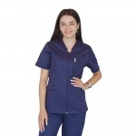 Bluza in V cu fermoar si maneca scurta, Lotus 3, BBC, stretch, bleumarin