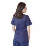 Bluza in V cu fermoar si maneca scurta, Lotus 3, BBC, stretch, bleumarin