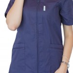 Bluza in V cu fermoar si maneca scurta, Lotus 3, BBC, stretch, bleumarin