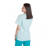 Bluza in V cu fermoar si maneca scurta, Lotus 3, BBC, stretch, verde menta