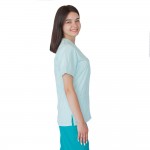 Bluza in V cu fermoar si maneca scurta, Lotus 3, BBC, stretch, verde menta