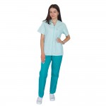 Bluza in V cu fermoar si maneca scurta, Lotus 3, BBC, stretch, verde menta