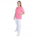 Bluza in V cu fermoar si maneca scurta, Lotus 3, BBC, stretch, roz prafuit