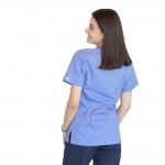 Bluza in V cu fermoar si maneca scurta, Lotus 3, BBC, stretch, albastru ciel