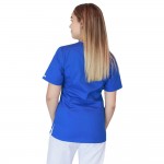 Bluza in V cu fermoar si maneca scurta, Lotus 3, BBC, stretch, albastru royal