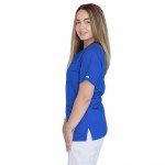 Bluza in V cu fermoar si maneca scurta, Lotus 3, BBC, stretch, albastru royal