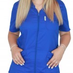 Bluza in V cu fermoar si maneca scurta, Lotus 3, BBC, stretch, albastru royal