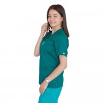 Bluza in V cu fermoar si maneca scurta, Lotus 3, BBC, stretch, verde hunter